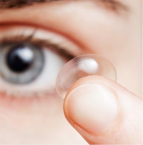 contact lens on finger
